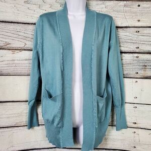 MEROKEETY Women’s Light Blue Open Front Cardigan Sweater Medium